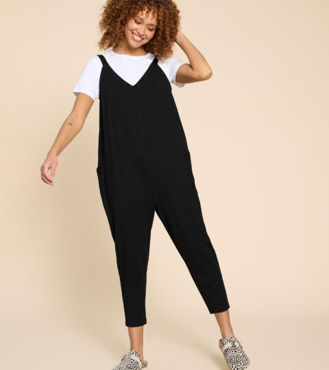 Selina Jersey Jumpsuit In PURE BLACK