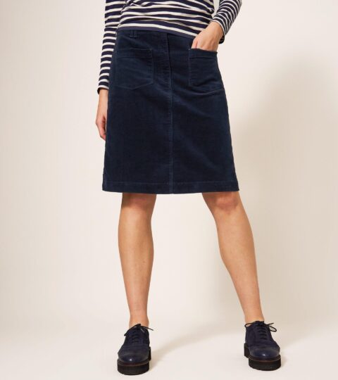 Melody Organic Cord Skirt In DARK NAVY