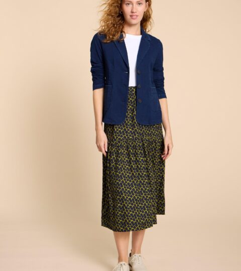 Olivia Cotton Jersey Blazer In DK DENIM