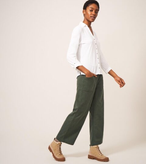 Harper Wide Leg Trouser In DARK GREEN