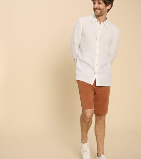 Pembroke LS Linen Shirt In BRILLIANT WHITE