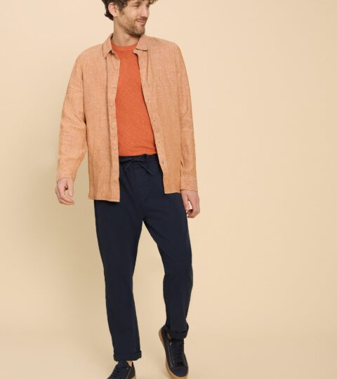 Pembroke LS Linen Shirt In DARK ORANGE