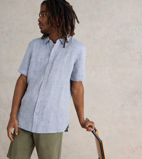 Pembroke SS Linen Shirt In CHAMBRAY BLUE