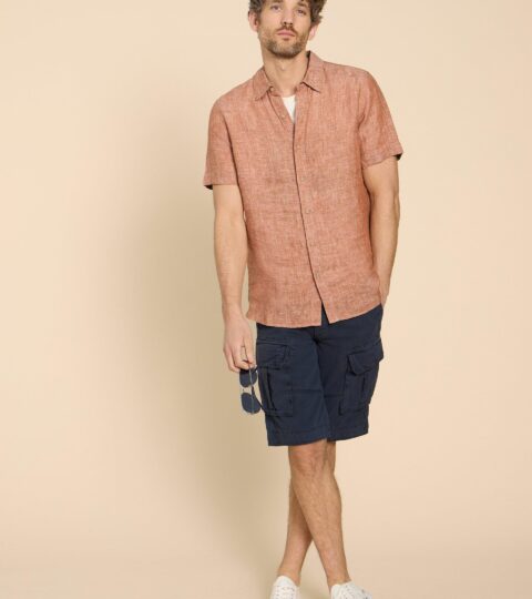 Pembroke SS Linen Shirt In DARK ORANGE