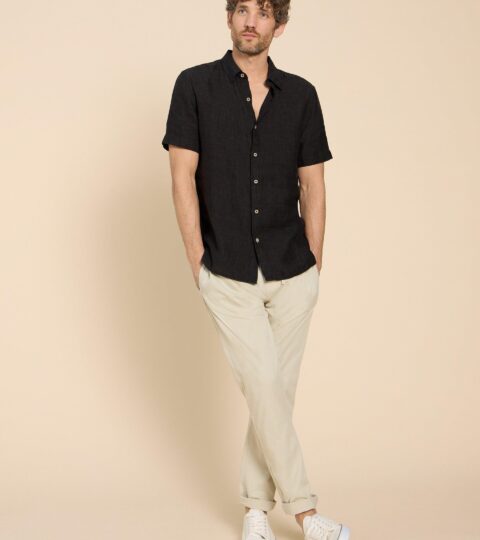 Pembroke SS Linen Shirt In PURE BLACK