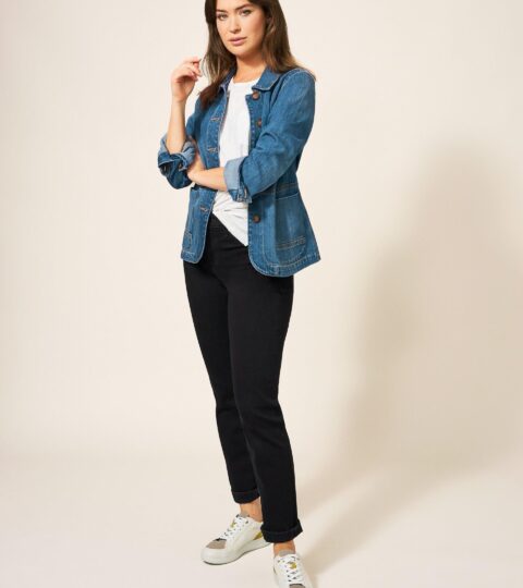 Carrie Denim Cotton Jacket In MID DENIM