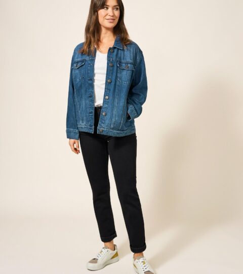 Dayton Denim Cotton Jacket In MID DENIM