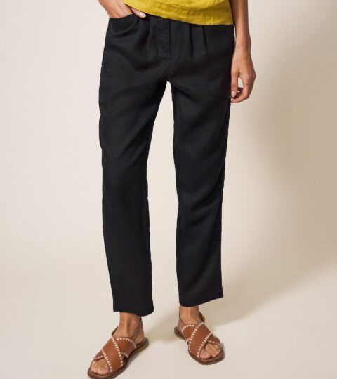 Rowena Linen Trouser In PURE BLACK