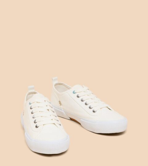 Pippa Canvas Lace Up Trainer In BRILLIANT WHITE