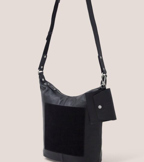 Fern Leather Casual Crossbody Bag In PURE BLACK