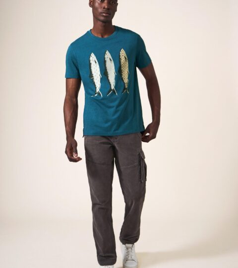 Pattern Fish Graphic Tshirt In MID TEAL