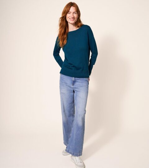 Olive Knitted Jumper In DK TEAL