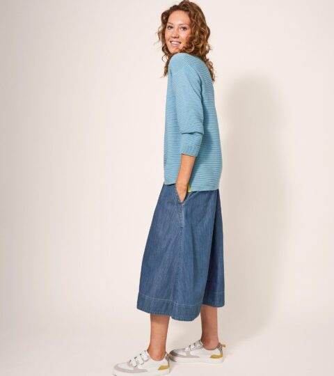 Charlotte Denim Midi Skirt In MID DENIM