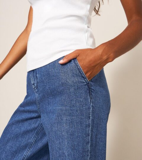 Sadie Wide Leg Jean In DK DENIM