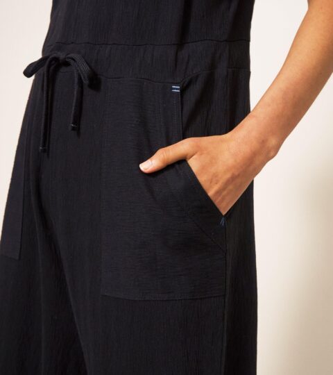 Lainey Jersey Jumpsuit In PURE BLACK