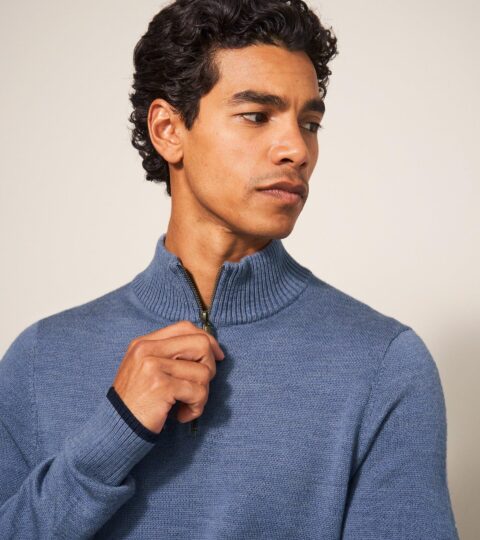 Newport Merino Jumper In CHAMBRAY BLUE