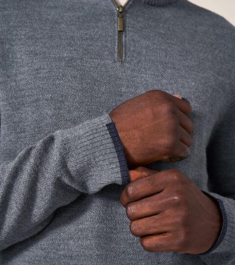 Newport Merino Jumper In CHARCOAL GREY