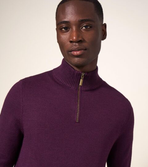 Newport Merino Jumper In MID PLUM