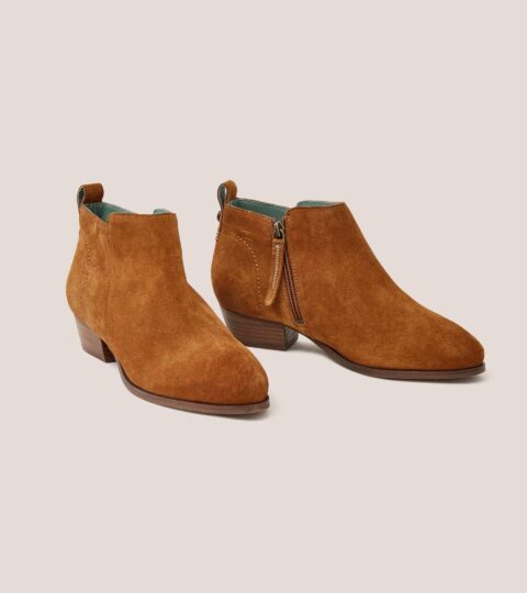 Suede Wide Fit Ankle Boot In DARK TAN