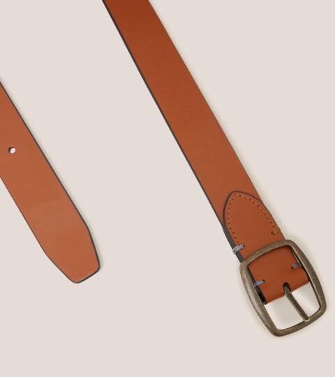 Reversible Leather Belt In TAN MULTI