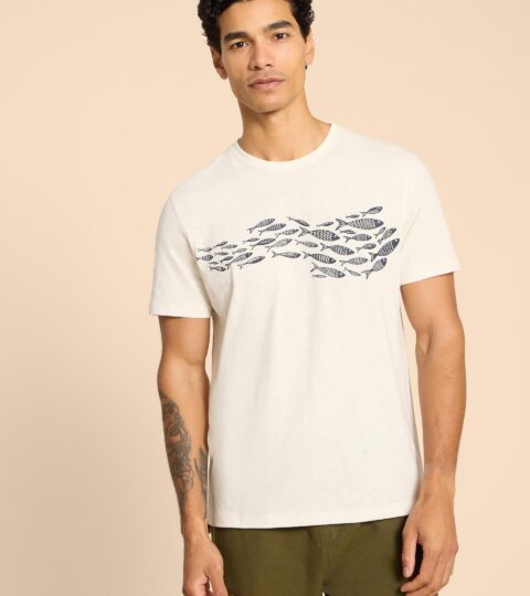 Shoal Fish Graphic Tee In WHITE PRINT