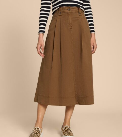 Tara Chino Skirt In MID TAN