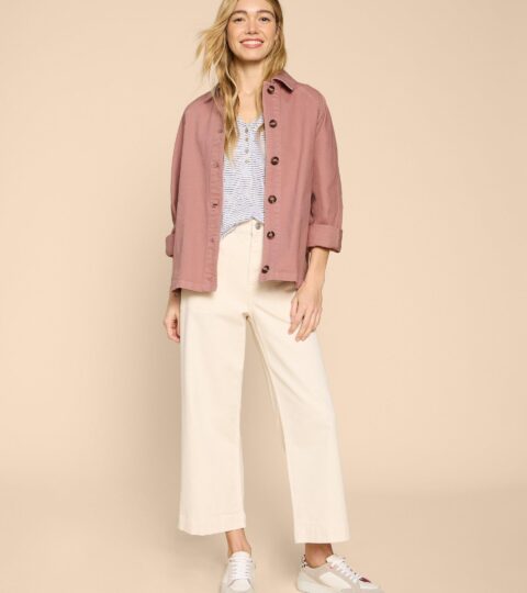 Eden Denim Relaxed Jacket In MID PINK