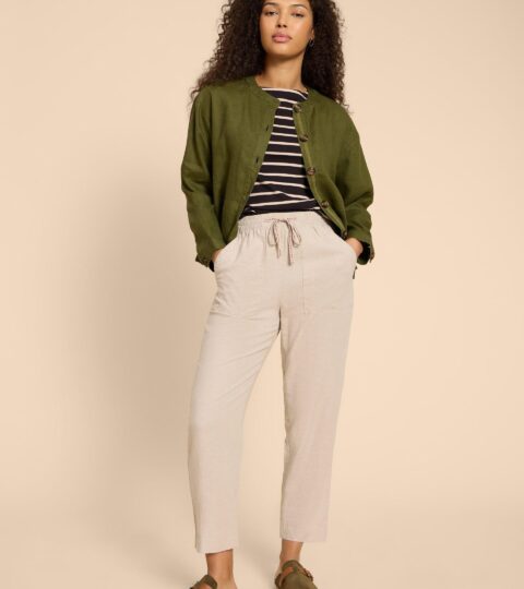 Adele Linen Jacket In DARK GREEN