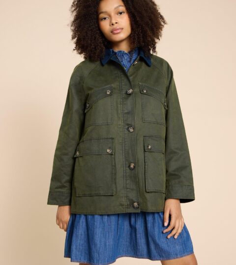 Juniper Cotton Jacket In KHAKI GREEN