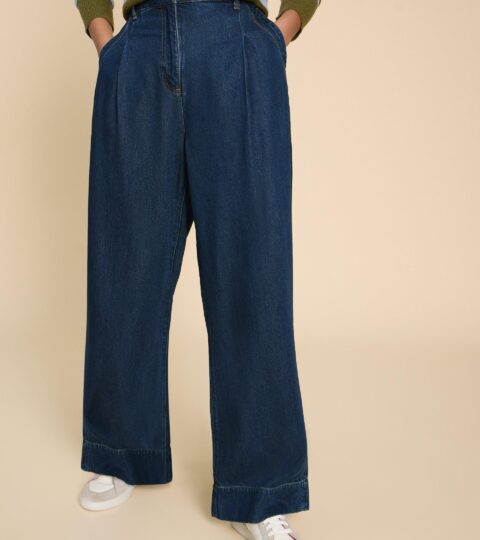 Kerry Wide Leg Denim Trouser In DK DENIM