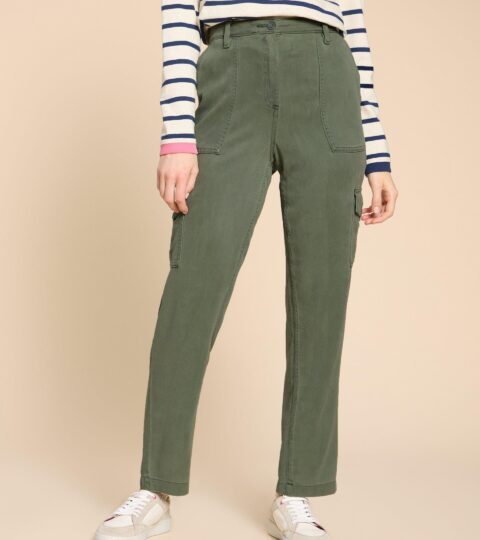 Arlo Tencel Cargo Trouser In MID GREEN