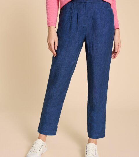 Linen Rowena Trousers In DARK NAVY