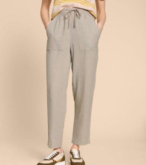 Elle Linen Blend Trouser In LIGHT NATURAL