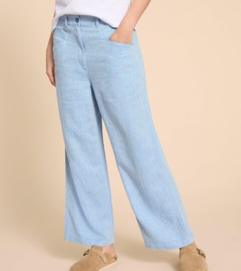 Harper Linen Blend Trouser In CHAMBRAY BLUE