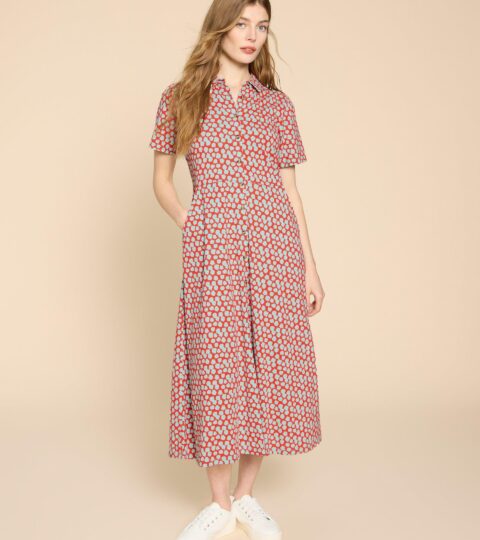 Rua Jersey Print Midi Dress In RED PRINT