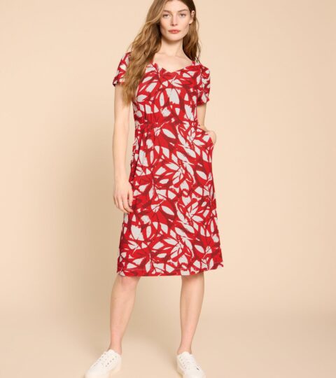 Tallie V Neck Jersey Dress In RED PRINT