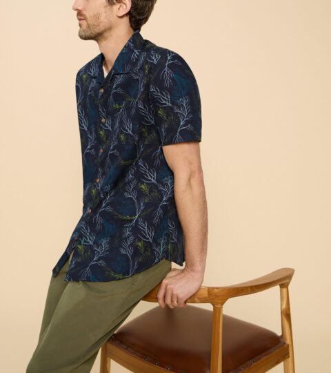 Crab Printed SS Shirt In NAVY PRINT