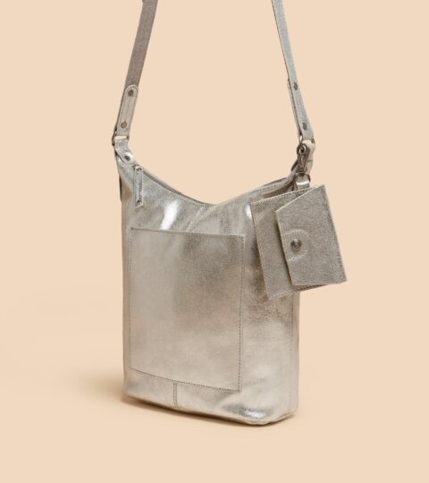 Fern Soft Leather Crossbody In SILVER TONE METALLIC