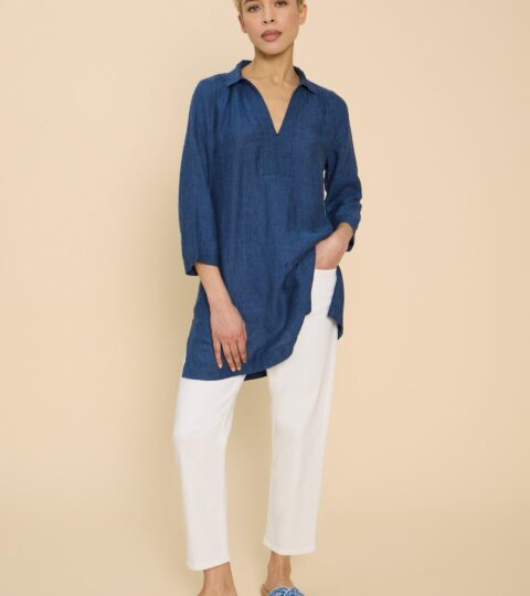 Blaire Linen Tunic In DARK NAVY