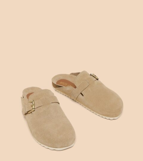 Myrtle Suede Slip On Mule In LIGHT NATURAL