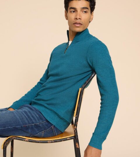 Attadale Funnel Neck Jumper In MID TEAL