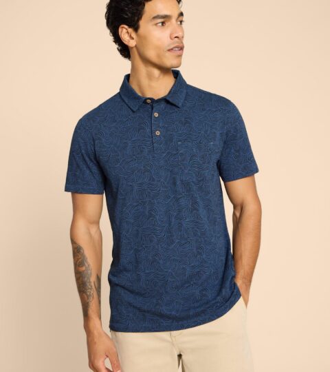 Waves Printed Polo In NAVY PRINT