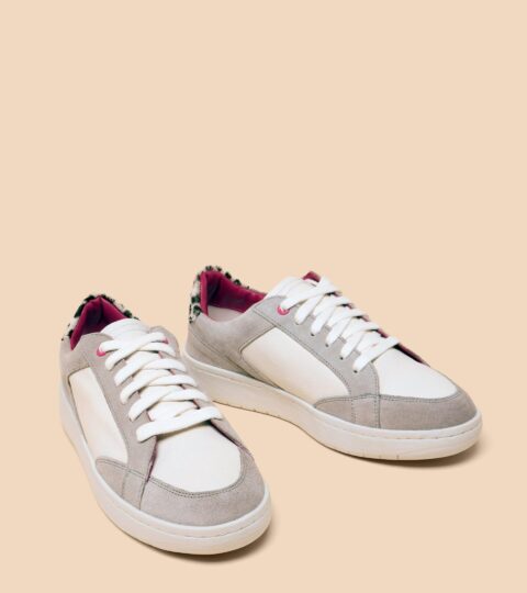 Dahlia Leather Trainer In WHITE MULTI