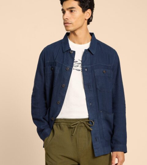 Linen Chore Jacket In DARK NAVY