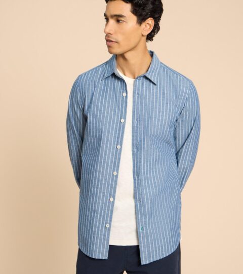 Stripe LS Shirt In CHAMBRAY BLUE