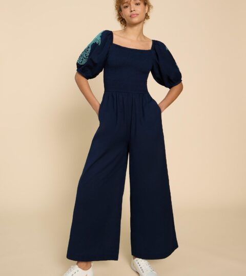 Reese Embroidered Jumpsuit In DARK NAVY