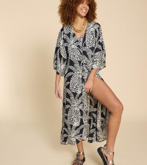 Cleo Printed Kimono In BLACK MULTI