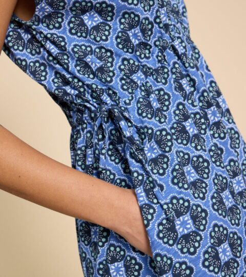 Freya Jersey Beach Dress In BLUE PRINT