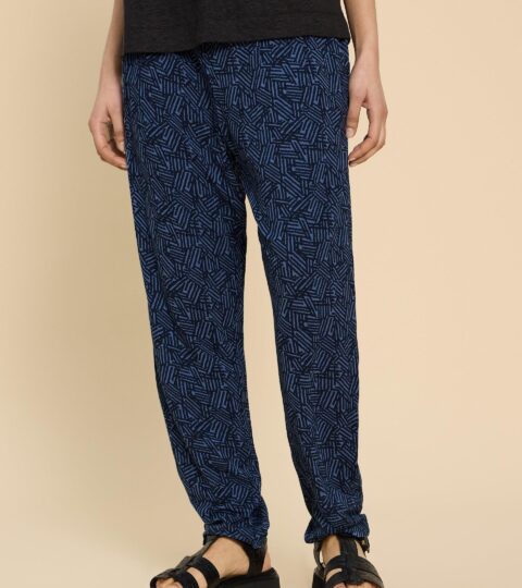 Maison Eco Vero Printed Jersey Trouser In NAVY PRINT