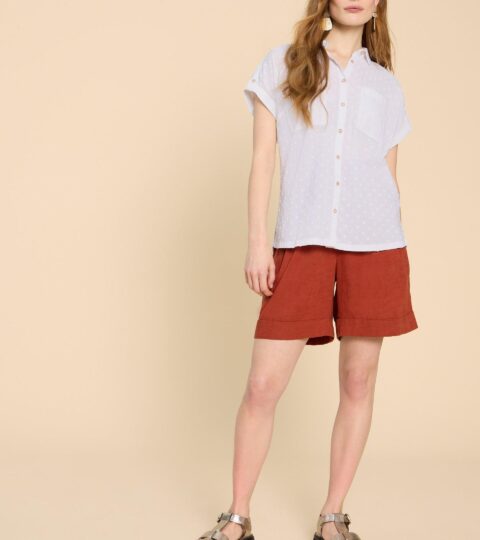 Ellie Organic Cotton Shirt In PALE IVORY